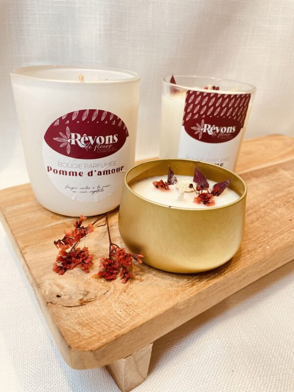 Bougie fleurie pomme d’amour